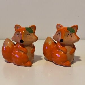 Charming Happy Orange Fox Salt & Pepper Shakers